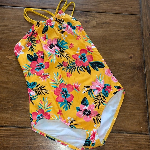 Kamu Hawaiian print swimsuit size 14 - Picture 1 of 5